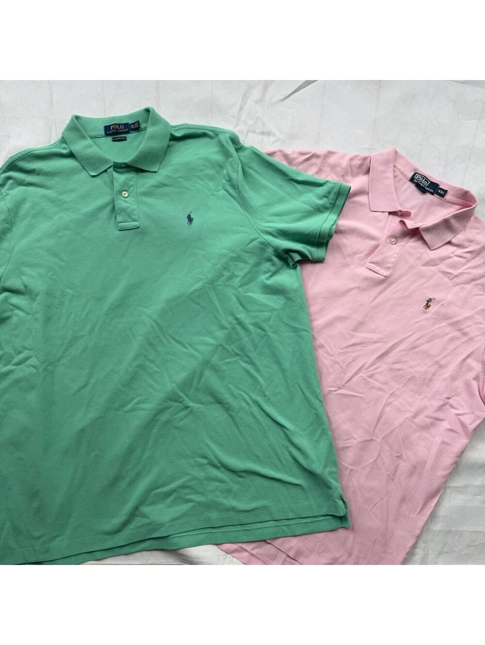 Polo Ralph Lauren Polo Shirts Men’s XXL Lot of 2 Green Pink Classic Fit Pony 2XL